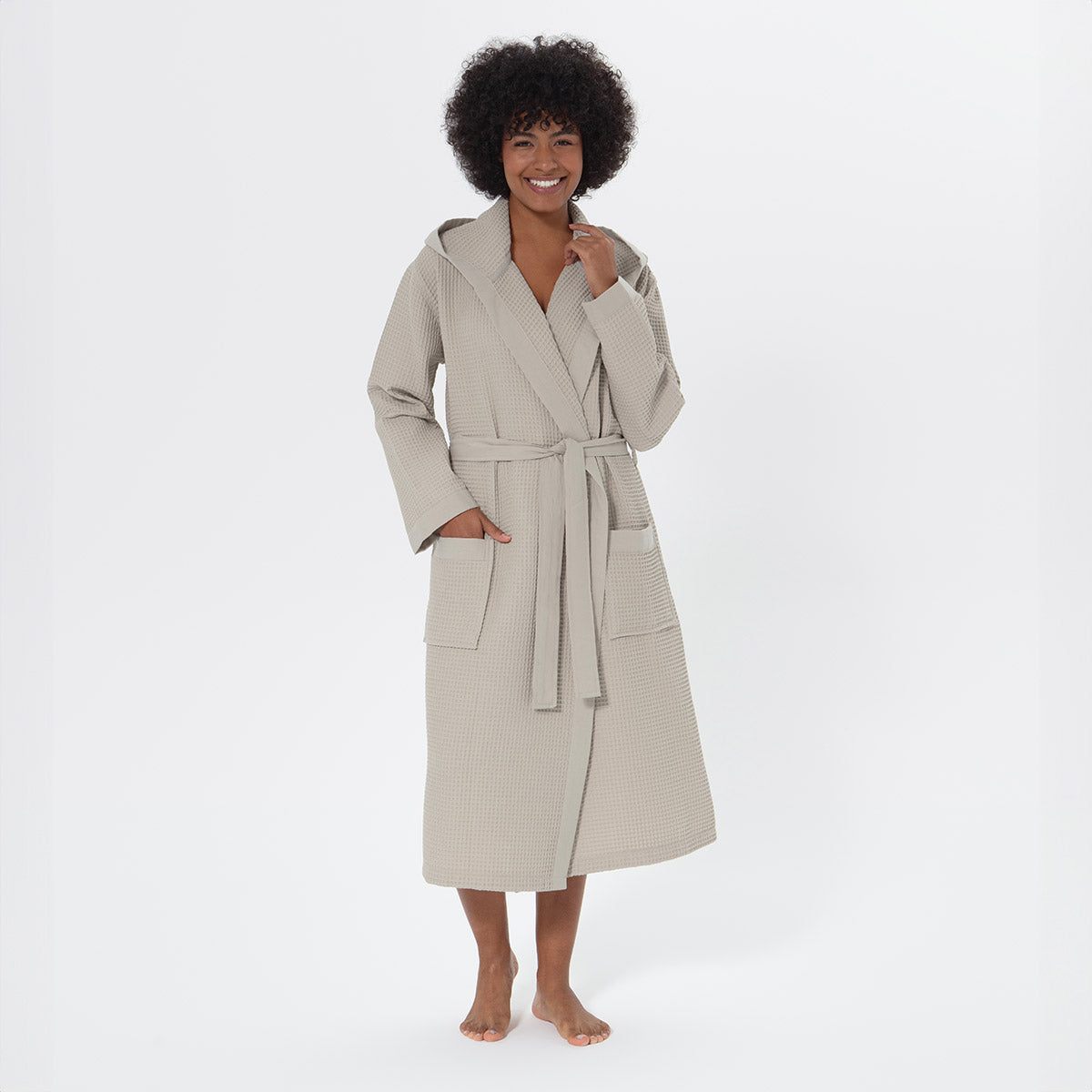 Women’s Turkish Cotton Waffle Hooded Robe