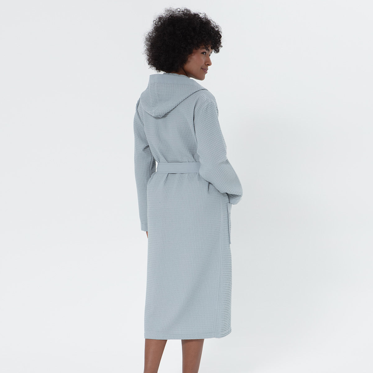 Women’s Turkish Cotton Waffle Hooded Robe