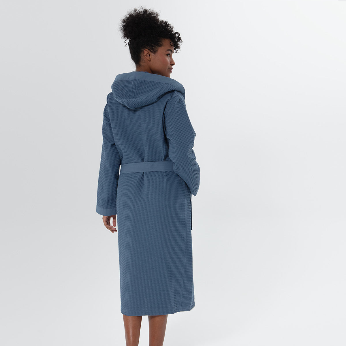 Women’s Turkish Cotton Waffle Hooded Robe