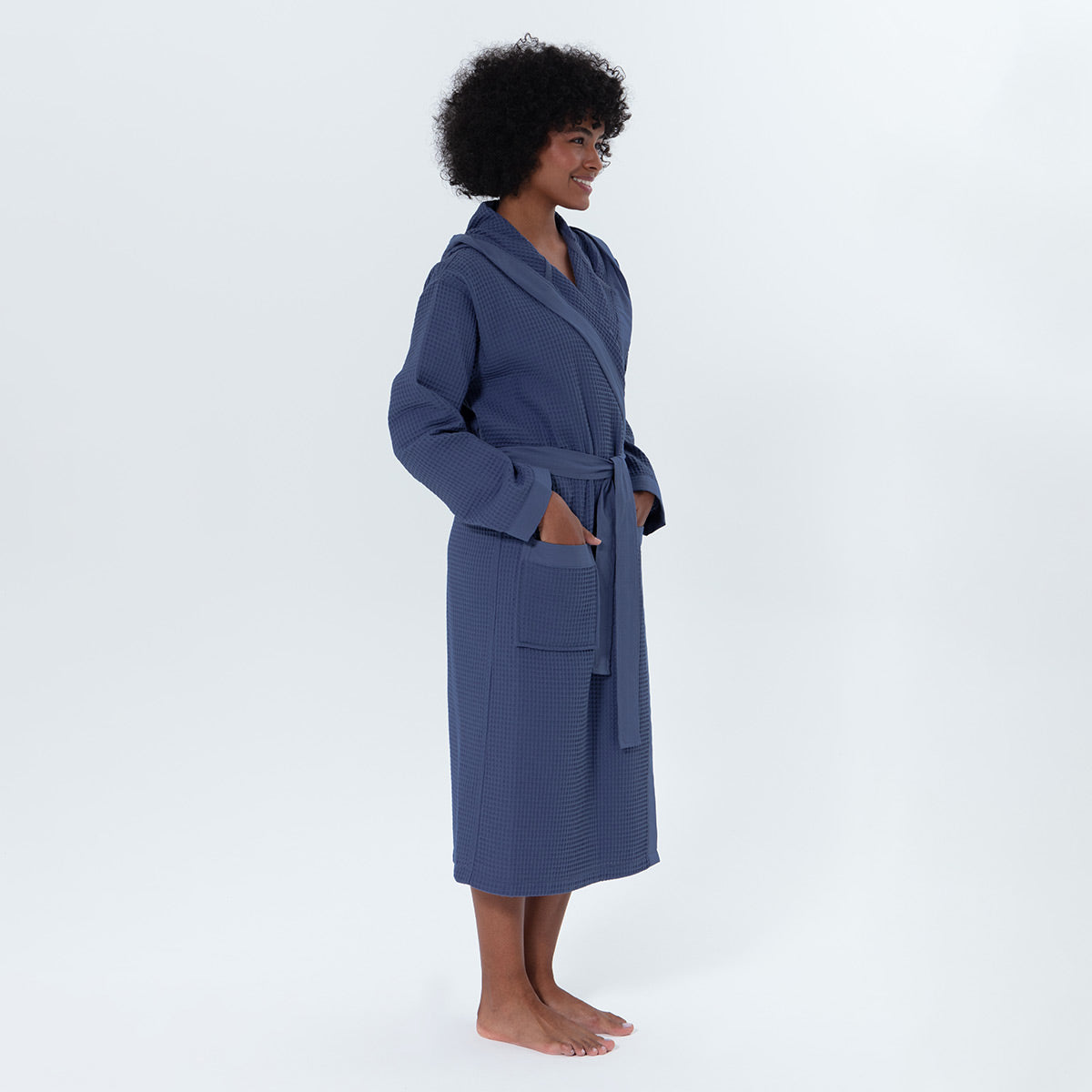 Women’s Turkish Cotton Waffle Hooded Robe
