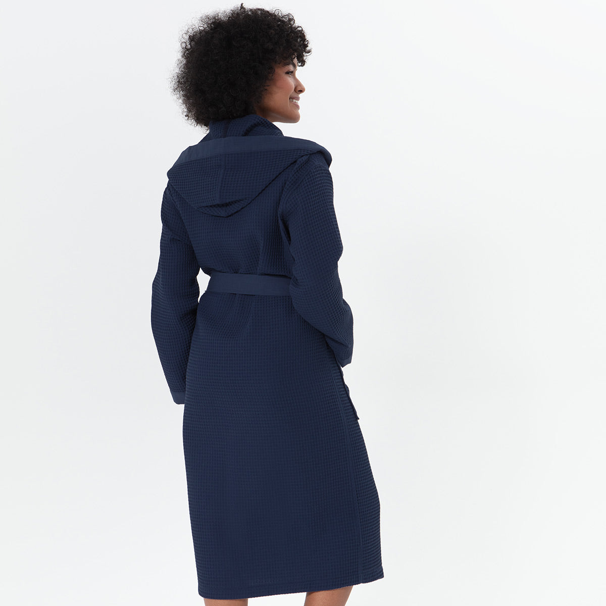 Women’s Turkish Cotton Waffle Hooded Robe