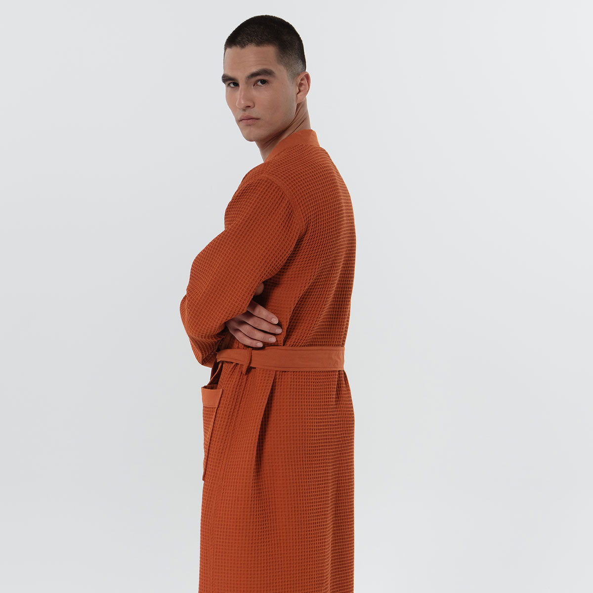 Men's Lightweight Kimono Waffle Spa Robe